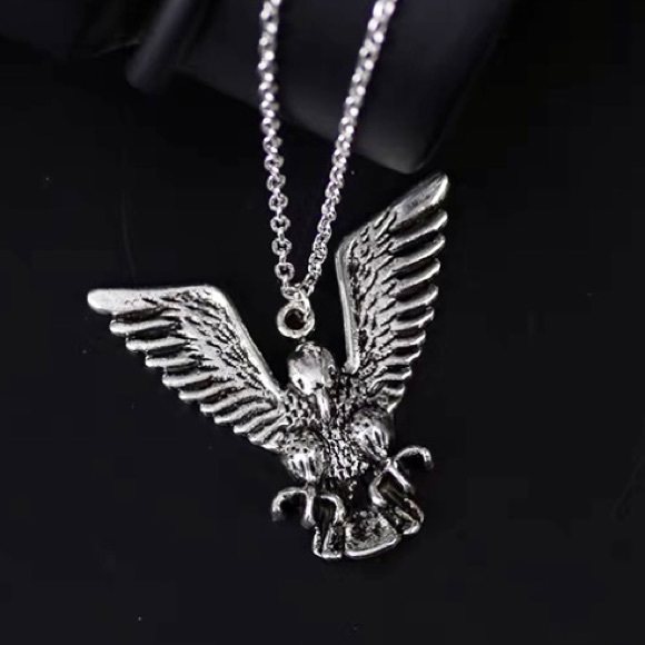 Unisex Men Eagle Silver Plated Pendant Necklace - Picture 4 of 8